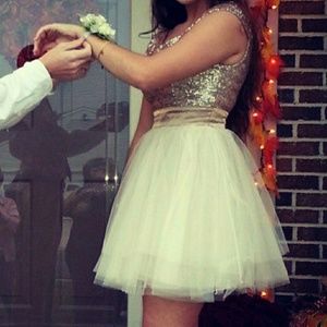 Gold sequin cocktail/homecoming dress!